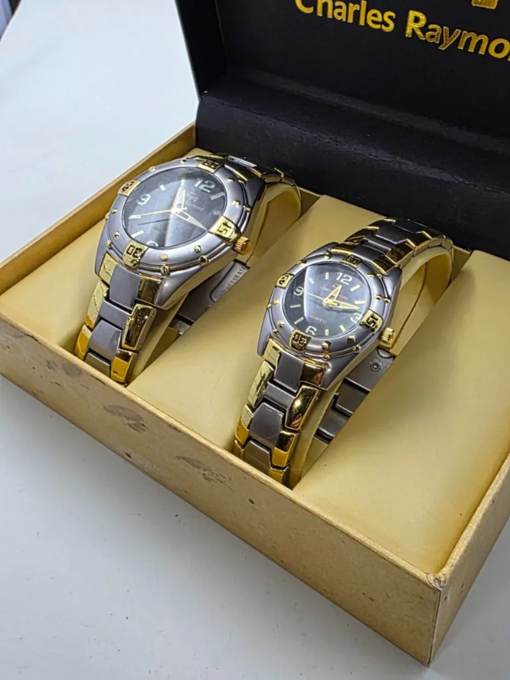 Vintage Charles Raymond His & Hers Two-Tone Quartz Watch Set (Models V0369G & V0